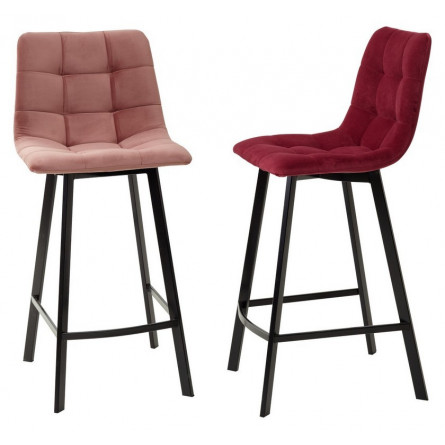 Полубарный стул CHILLI-QB SQUARE винный 16, велюр / черный каркас (H66cm) М-City