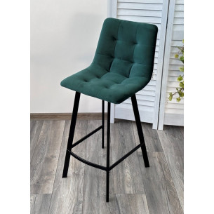 Полубарный стул CHILLI-QB SQUARE зеленый 19, велюр / черный каркас (H66cm) М-City