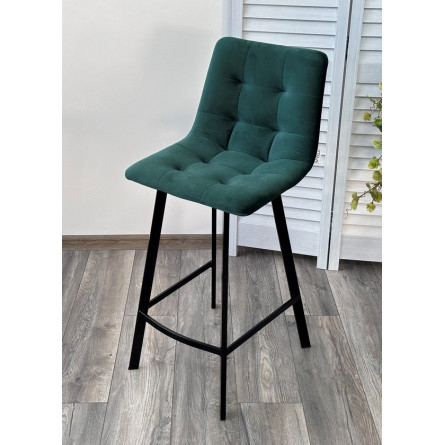 Полубарный стул CHILLI-QB SQUARE зеленый 19, велюр / черный каркас (H66cm) М-City