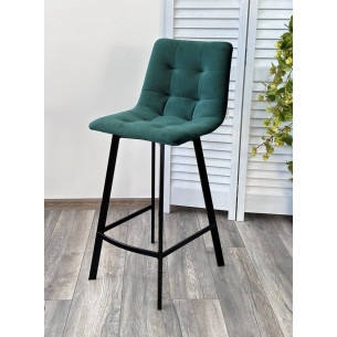 Полубарный стул CHILLI-QB SQUARE зеленый 19, велюр / черный каркас (H66cm) М-City