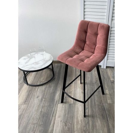 Полубарный стул CHILLI-QB SQUARE розовый 15, велюр / черный каркас (H66cm) М-City