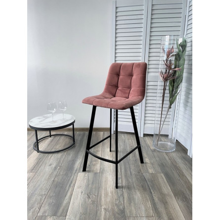 Полубарный стул CHILLI-QB SQUARE розовый 15, велюр / черный каркас (H66cm) М-City
