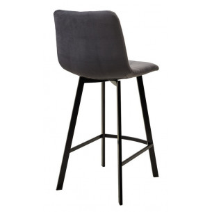 Полубарный стул CHILLI-QB SQUARE серый 27, велюр / черный каркас (H66cm) М-City