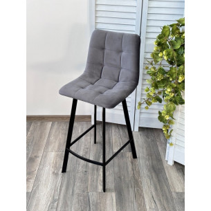 Полубарный стул CHILLI-QB SQUARE серый 27, велюр / черный каркас (H66cm) М-City