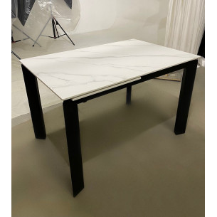 Стол CORNER 120 MATT WHITE MARBLE SINTERED STONE/ BLACK М-City