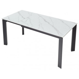 Стол CORNER 120 MATT WHITE MARBLE SINTERED STONE/ BLACK М-City
