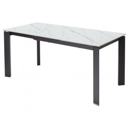 Стол CORNER 120 MATT WHITE MARBLE SINTERED STONE/ BLACK М-City