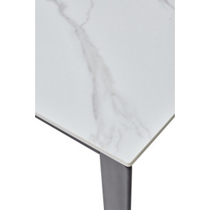 Стол CORNER 120 MATT WHITE MARBLE SINTERED STONE/ BLACK М-City