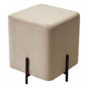 Пуф для гостиной ФЕЛИКС квадратный, бежевый 5, велюр / черный каркас М-City