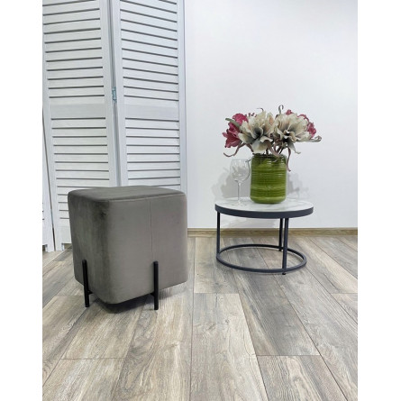 Пуф для гостиной ФЕЛИКС квадратный графит 14, велюр / черный каркас М-City