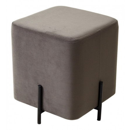 Пуф для гостиной ФЕЛИКС квадратный графит 14, велюр / черный каркас М-City