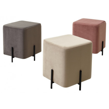 Пуф для гостиной ФЕЛИКС квадратный графит 14, велюр / черный каркас М-City