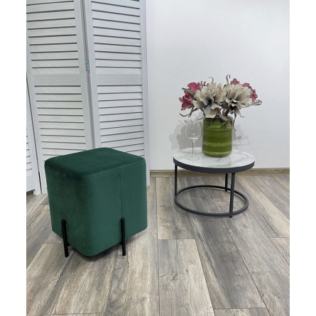 Пуф для гостиной ФЕЛИКС квадратный зеленый 19, велюр / черный каркас М-City