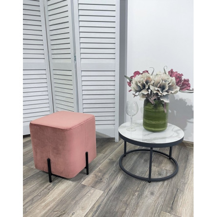 Пуф для гостиной ФЕЛИКС квадратный розовый 15, велюр / черный каркас М-City