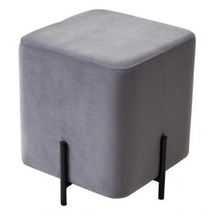 Пуф для гостиной ФЕЛИКС квадратный серый 27, велюр / черный каркас М-City