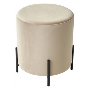 Пуф для гостиной ФЕЛИКС круглый бежевый 5, велюр / черный каркас М-City