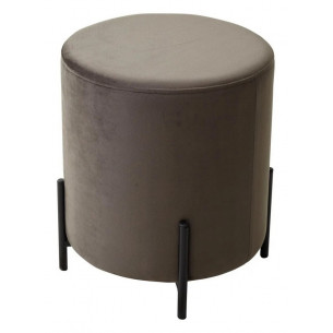 Пуф для гостиной ФЕЛИКС круглый графит 14, велюр / черный каркас М-City