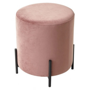 Пуф для гостиной ФЕЛИКС круглый розовый 15, велюр / черный каркас М-City