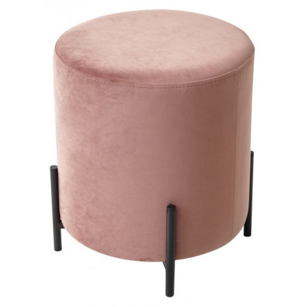 Пуф для гостиной ФЕЛИКС круглый розовый 15, велюр / черный каркас М-City