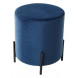 Пуф для гостиной ФЕЛИКС круглый синий 29, велюр / черный каркас М-City