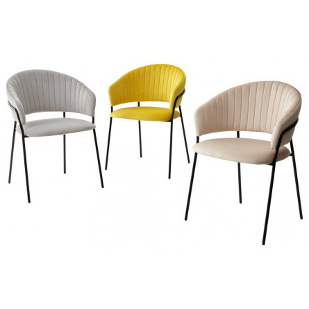 Стул ГЕММА, цвет бежевый H06, велюр / черный каркас М-City