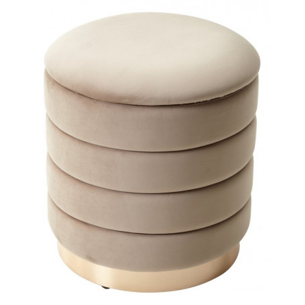 Пуф для гостиной ФРЕД бежевый 5, велюр / золотой каркас М-City