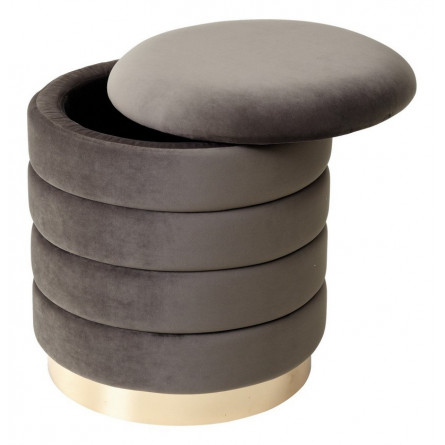 Пуф для гостиной ФРЕД графит 14, велюр / золотой каркас М-City