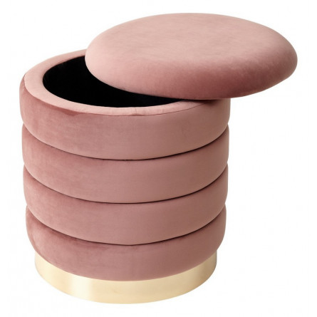 Пуф для гостиной ФРЕД розовый 15, велюр / золотой каркас М-City