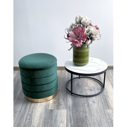 Пуф для гостиной ФРЕД зеленый 19, велюр / золотой каркас М-City