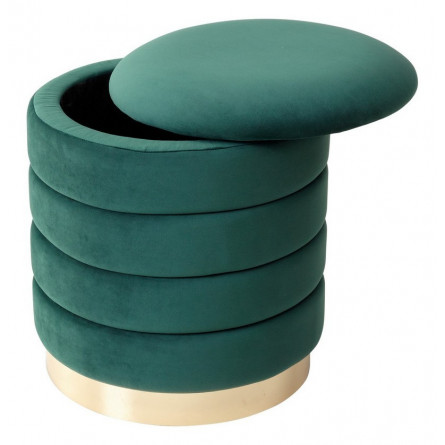 Пуф для гостиной ФРЕД зеленый 19, велюр / золотой каркас М-City
