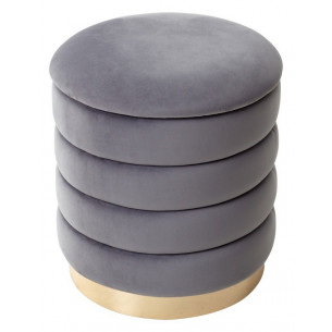 Пуф для гостиной ФРЕД серый 27, велюр / золотой каркас М-City