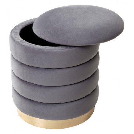 Пуф для гостиной ФРЕД серый 27, велюр / золотой каркас М-City