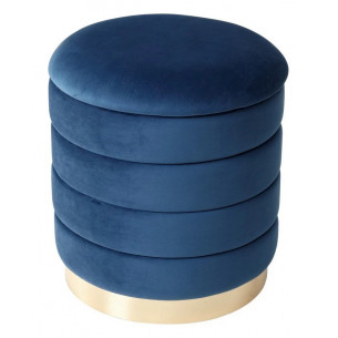 Пуф для гостиной ФРЕД синий 29, велюр / золотой каркас М-City