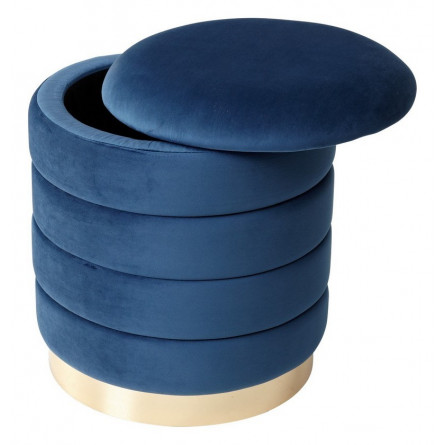 Пуф для гостиной ФРЕД синий 29, велюр / золотой каркас М-City