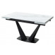 Стол Ниагара 140 Белый мрамор, стекло / черный каркас, М-City