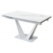 Стол Ниагара 140 Белый мрамор, стекло / белый каркас, М-City