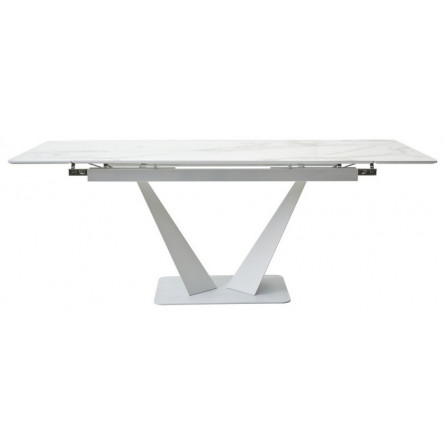 Стол Ниагара 140 Белый мрамор, стекло / белый каркас, М-City