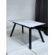 Стол Морис 140 БЕЛЫЙ МРАМОР САТИНАТ, стекло / черный, М-City Стол Морис 140 БЕЛЫЙ МРАМОР САТИНАТ, стекло / черный, М-City