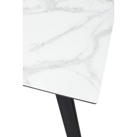 Стол Морис 140 БЕЛЫЙ МРАМОР САТИНАТ, стекло / черный, М-City