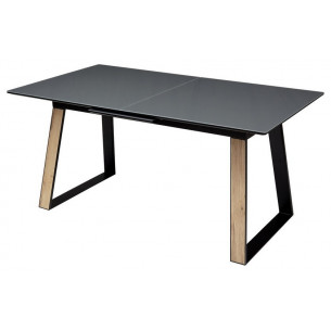 Стол Франк 160 Графит, стекло / Дуб Галифакс, черный, М-City