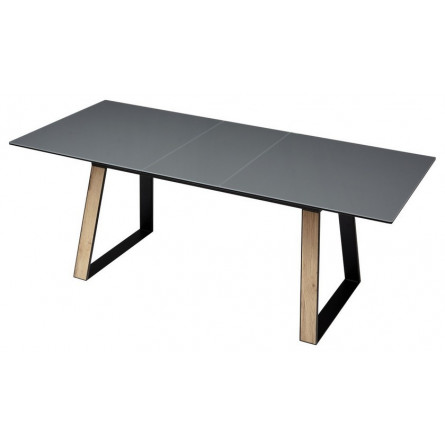 Стол Франк 160 Графит, стекло / Дуб Галифакс, черный, М-City