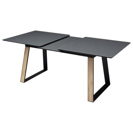 Стол Франк 160 Графит, стекло / Дуб Галифакс, черный, М-City