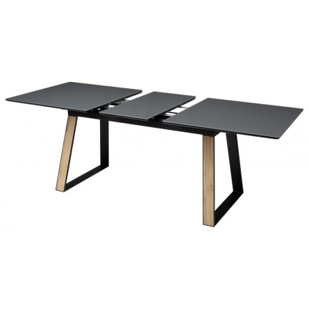 Стол Франк 160 Графит, стекло / Дуб Галифакс, черный, М-City