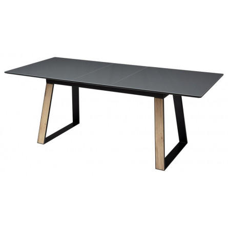 Стол Франк 160 Графит, стекло / Дуб Галифакс, черный, М-City