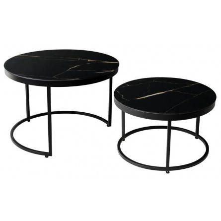 Журнальный стол Эрвин (комплект) Обсидиан, стекло/ черный каркас, M-city