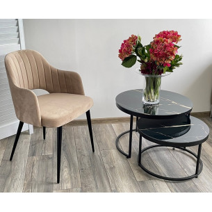 Журнальный стол Эрвин (комплект) Обсидиан, стекло/ черный каркас, M-city