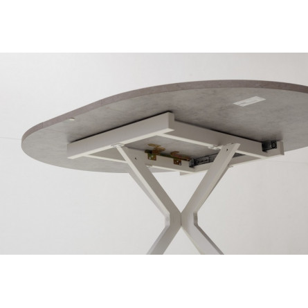 Стол ВЕГА D110 раскладной Бетон Чикаго светло-серый/ белый каркас М-City