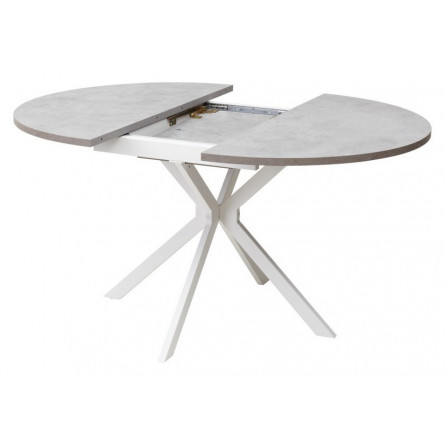 Стол ВЕГА D110 раскладной Бетон Чикаго светло-серый/ белый каркас М-City