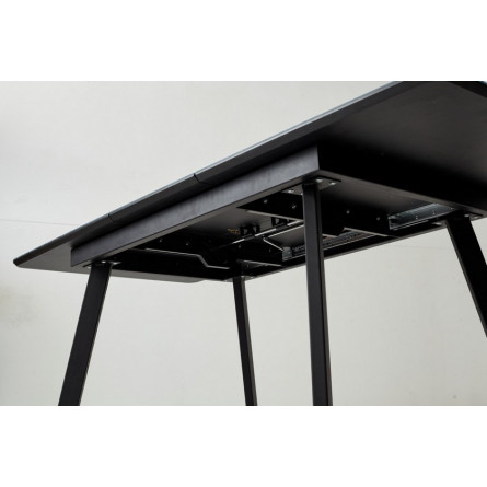 Стол АРУБА 140 АКВАМАРИН, стекло/ ЧЕРНЫЙ каркас М-City