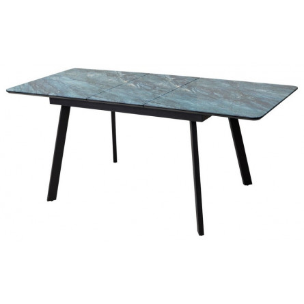 Стол АРУБА 140 АКВАМАРИН, стекло/ ЧЕРНЫЙ каркас М-City